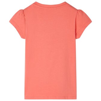 Kindershirt met kapmouwen 128 koraalkleurig 2