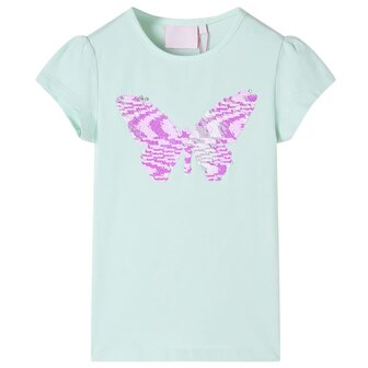 Kindershirt met kapmouwen 128 lichtmintkleur 1