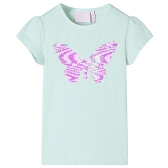 Kindershirt met kapmouwen 140 lichtmintkleur 1
