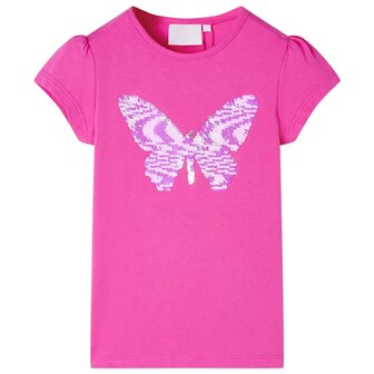 Kindershirt met kapmouwen 92 donkerroze 1