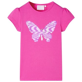Kindershirt met kapmouwen 140 donkerroze 1