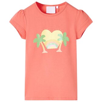 Kindershirt 92 koraalkleurig 1