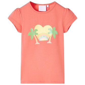 Kindershirt 104 koraalkleurig 1