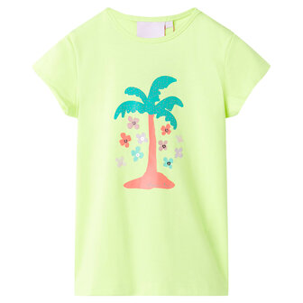 Kindershirt 92 fluorescerend geel 1