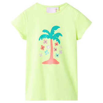 Kindershirt 128 fluorescerend geel 1
