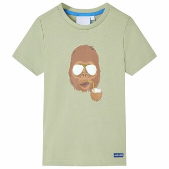 Kindershirt met korte mouwen 128 lichtkakikleurig 1