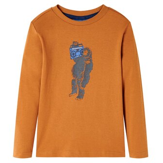 Kindershirt met lange mouwen 128 donkerokerkleurig 1