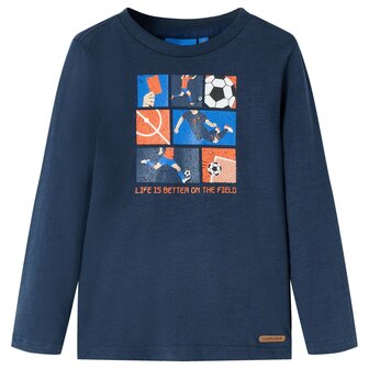 Kindershirt met lange mouwen 92 gem&ecirc;leerd marineblauw 1