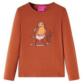 Kindershirt met lange mouwen 92 cognackleurig 1