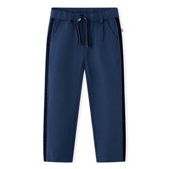 Kinderbroek met zwarte bies 128 marineblauw 1