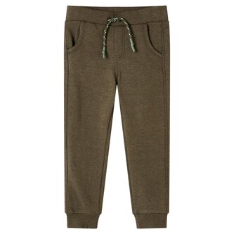 Kinderjoggingbroek 92 gem&ecirc;leerd kakikleurig 1
