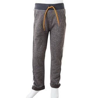 Kinderjoggingbroek 140 gem&ecirc;leerd donkergrijs 9