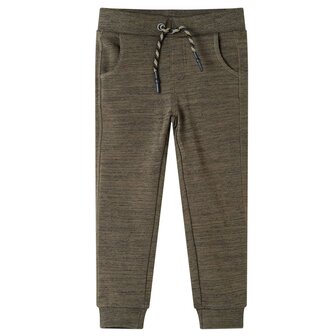 Kinderjoggingbroek 104 gem&ecirc;leerd donker kaki 1
