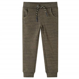 Kinderjoggingbroek 140 gem&ecirc;leerd donker kaki 1
