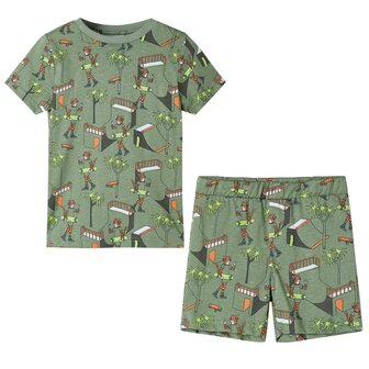 Kinderpyjama met korte mouwen 104 lichtkakikleurig 1