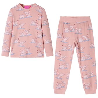 Kinderpyjama met lange mouwen 128 lichtroze 1