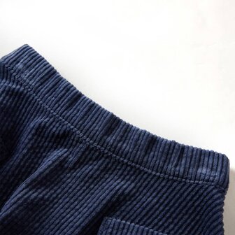 Kinderrok met zakken ribfluweel 116 marineblauw 3