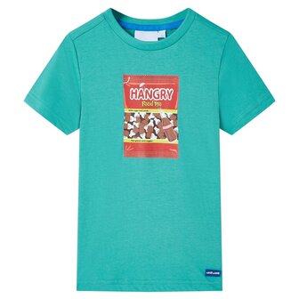 Kindershirt met korte mouwen 92 donkermintkleurig 1