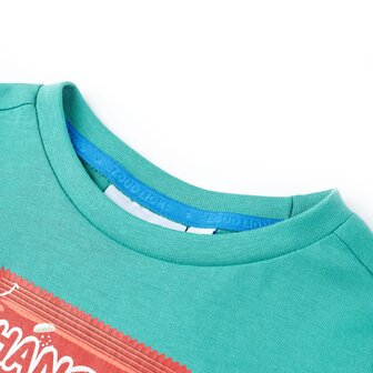 Kindershirt met korte mouwen 92 donkermintkleurig 3