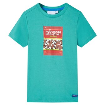 Kindershirt met korte mouwen 116 donkermintkleurig 1