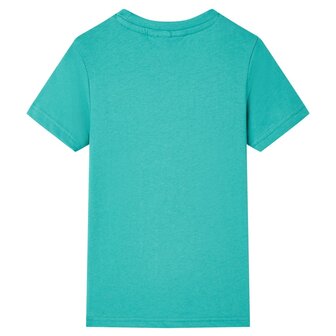 Kindershirt met korte mouwen 128 donkermintkleurig 2