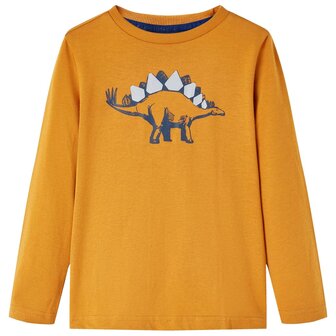 Kindershirt met lange mouwen 128 donkerokerkleurig 1