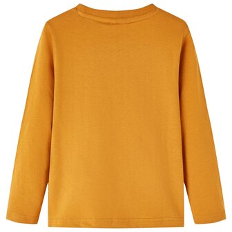 Kindershirt met lange mouwen 128 donkerokerkleurig 2