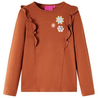 Kindershirt met lange mouwen 128 cognackleurig 1
