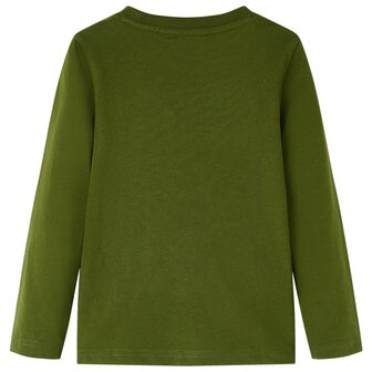 Kindershirt met lange mouwen 116 donkerkakikleurig 2