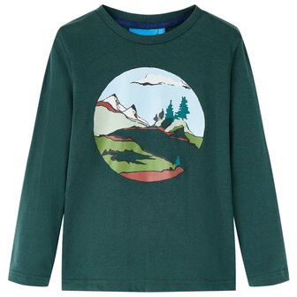 Kindershirt met lange mouwen 104 donkergroen 1