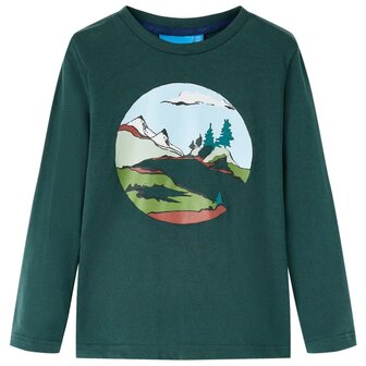 Kindershirt met lange mouwen 128 donkergroen 1