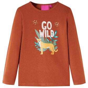 Kindershirt met lange mouwen 128 cognackleurig 1