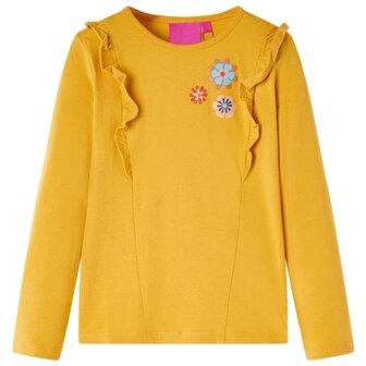 Kindershirt met lange mouwen 104 donkerokerkleurig 1