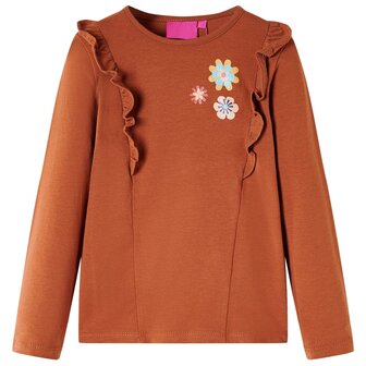 Kindershirt met lange mouwen 104 cognackleurig 1