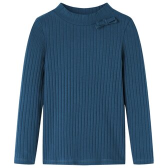 Kindershirt met lange mouwen geribd 92 marineblauw 1