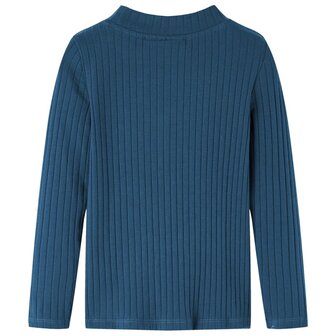 Kindershirt met lange mouwen geribd 92 marineblauw 2