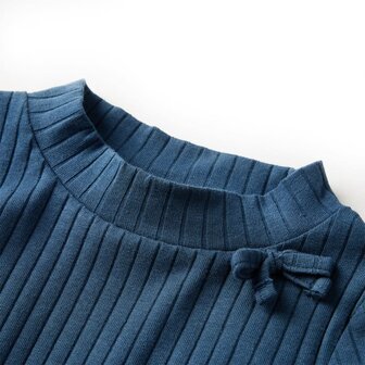 Kindershirt met lange mouwen geribd 92 marineblauw 3