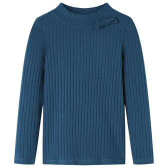 Kindershirt met lange mouwen geribd 104 marineblauw 1