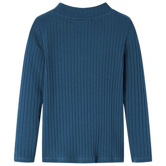 Kindershirt met lange mouwen geribd 128 marineblauw 2