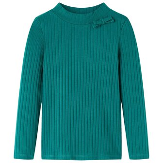Kindershirt met lange mouwen geribd 92 donkergroen 1