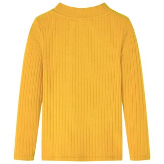 Kindershirt met lange mouwen geribd 92 donker okerkleurig 2