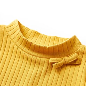 Kindershirt met lange mouwen geribd 116 donker okerkleurig 3