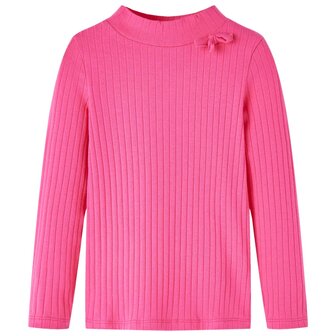 Kindershirt met lange mouwen geribd 92 felroze 1