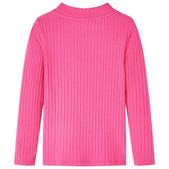 Kindershirt met lange mouwen geribd 92 felroze 2