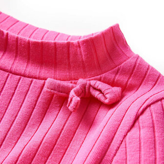 Kindershirt met lange mouwen geribd 92 felroze 4