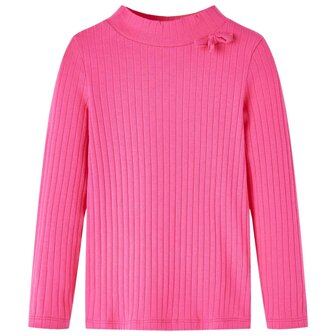 Kindershirt met lange mouwen geribd 116 felroze 1