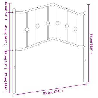Hoofdbord 90 cm metaal zwart 5