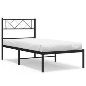 Bedframe met hoofdbord metaal zwart 80x200 cm 2
