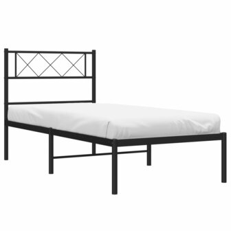 Bedframe met hoofdbord metaal zwart 80x200 cm 3