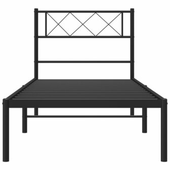 Bedframe met hoofdbord metaal zwart 80x200 cm 4